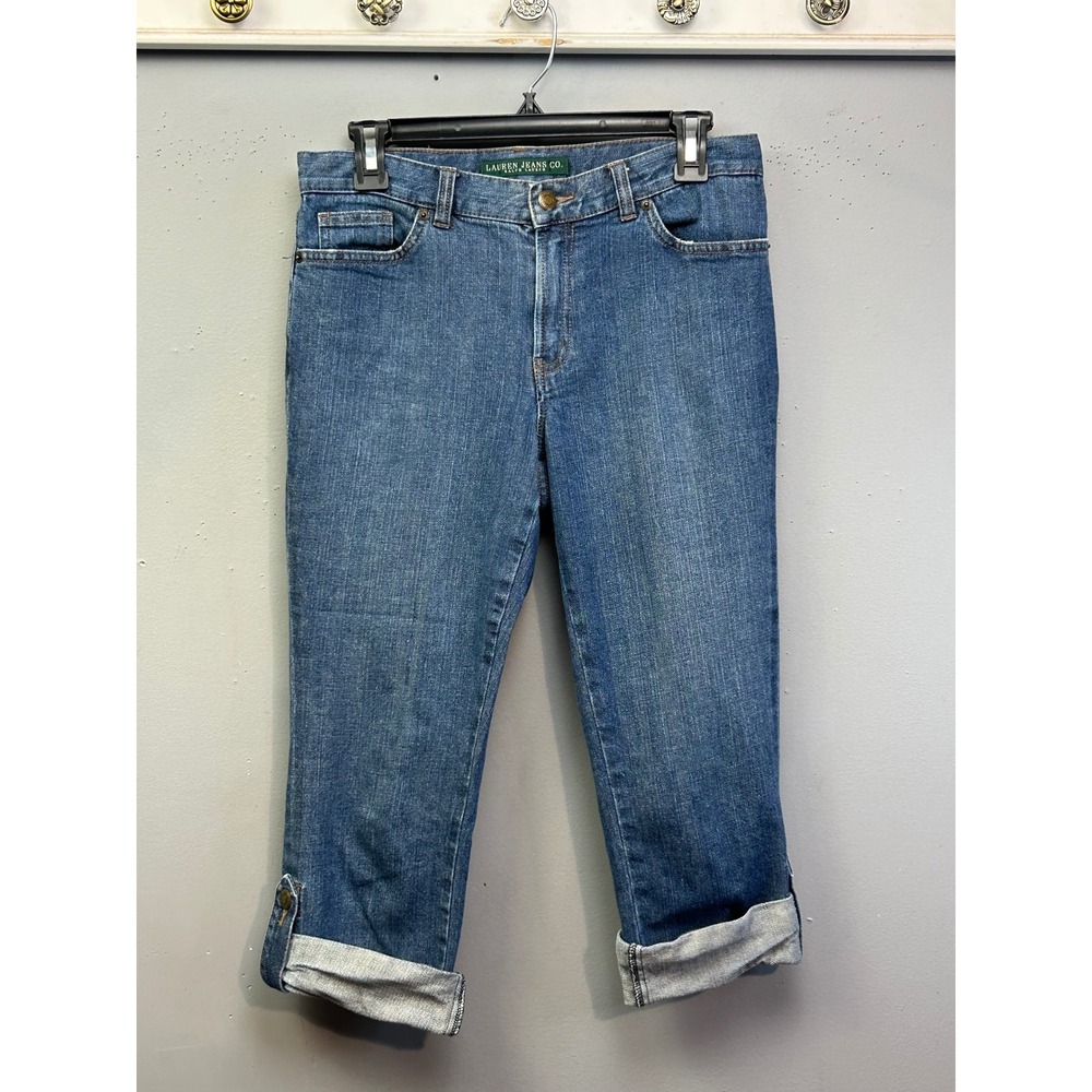 Lauren Ralph Lauren Capris Womens 4 Blue Denim Cropped Jeans Cuffed Mid Rise